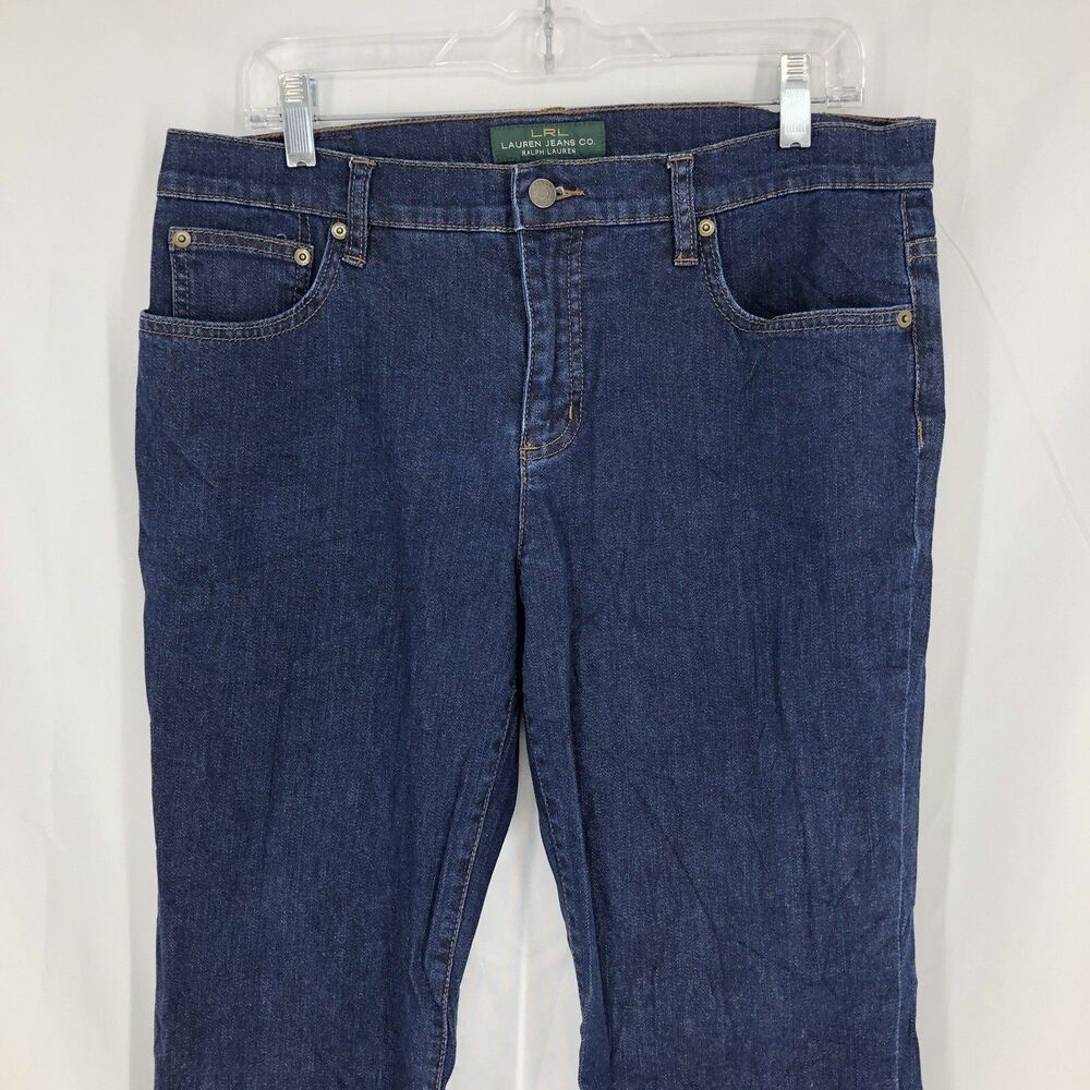 LRL Lauren Jeans Co Classic Bootcut Mid Rise Dark Wash Blue Denim 12 (35x32)